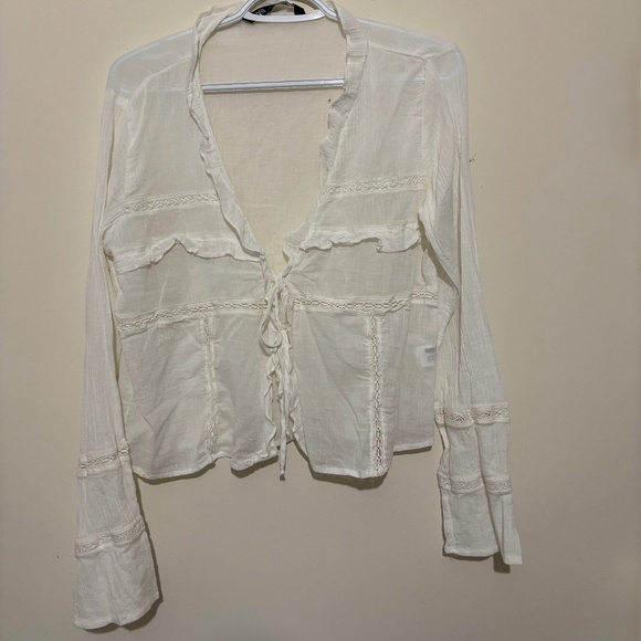 Zara Ruffle Shirt with Ties (3 for $45) - Picture 1 of 5